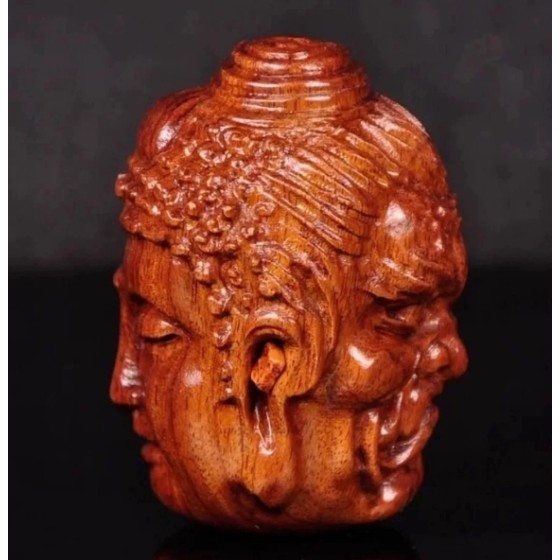 Natural cliff cypress Laos rosewood carving personality hand-carved mahogany hand-carved ornaments between good and evil thoughts