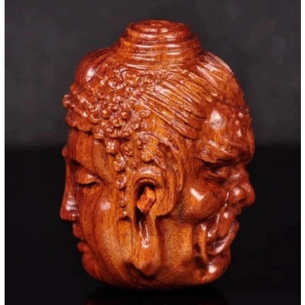 Natural cliff cypress Laos rosewood carving personality hand-carved mahogany hand-carved ornaments between good and evil thoughts